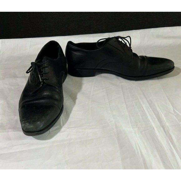Zara Men's Shoes Black Leather Laces With 4 Eyelets Pointed Toe Size 42 - Picture 6 of 10